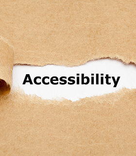 Accessibility text behind ripped paper